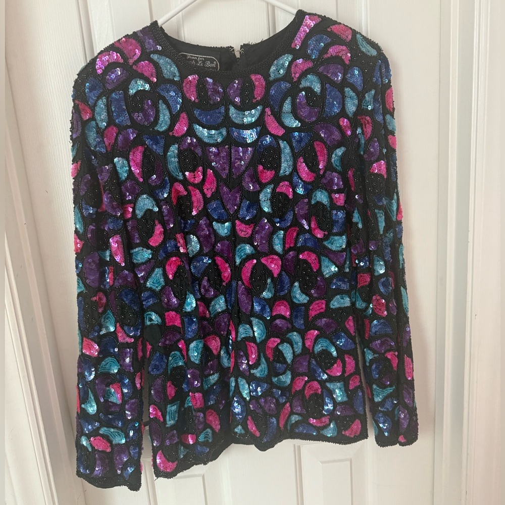 Vintage pink purple pink blue sequined top M, New Year’s top